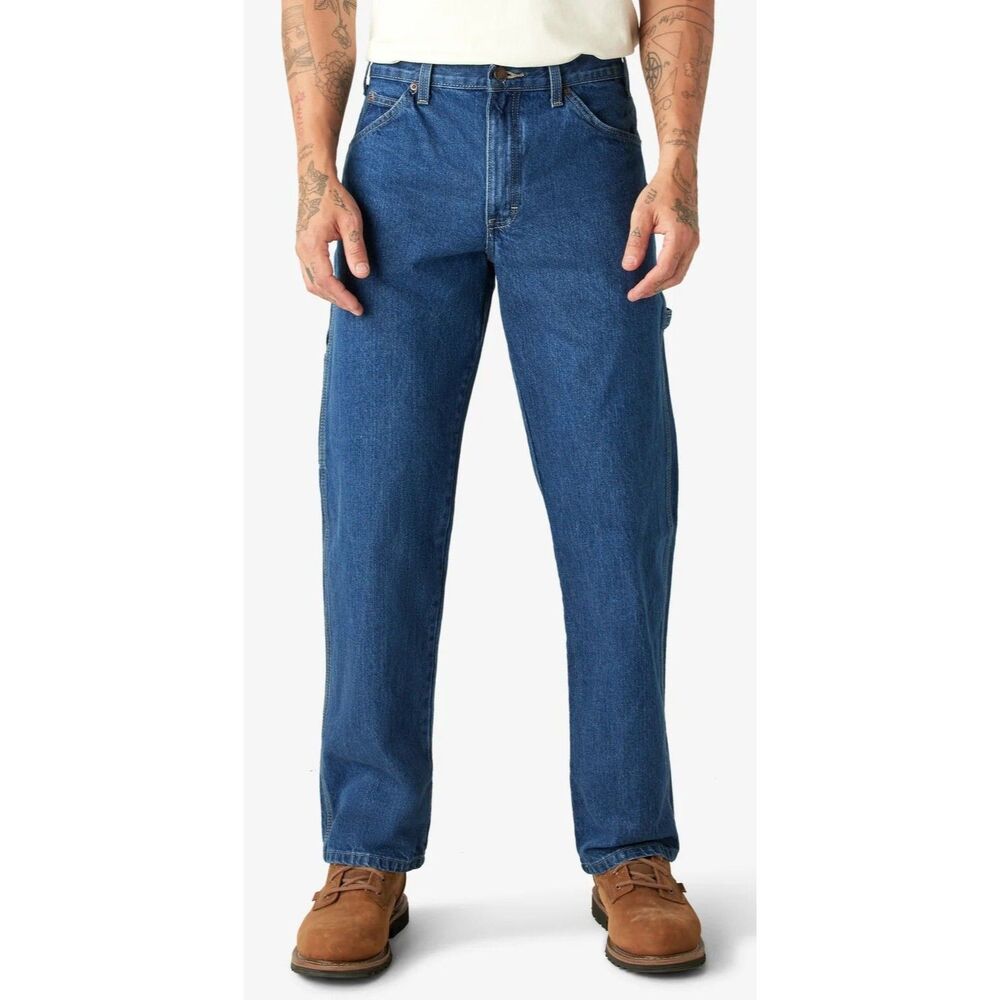 Genuine Dickies Men's Relaxed Fit Heavyweight Carpenter Blue Jeans Size 38 X 30